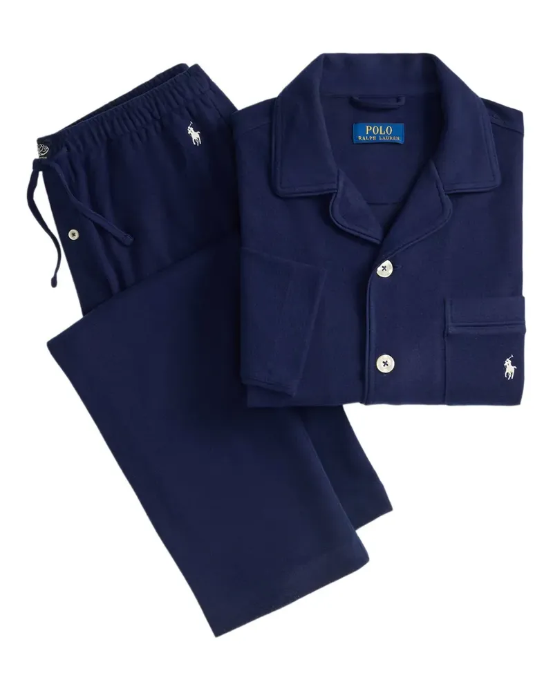 Ralph Lauren Langärmeliger Pyjama mit Knopfleiste - Blau Blau