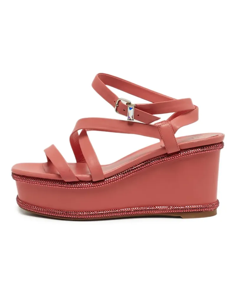 René Caovilla Kristallverzierte Sandalen mit Wedge - Rosa Rosa