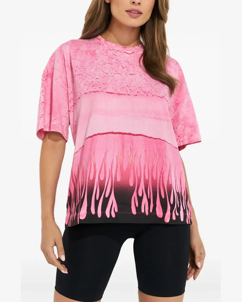 Kenzo fire-print T-shirt - Rosa Rosa