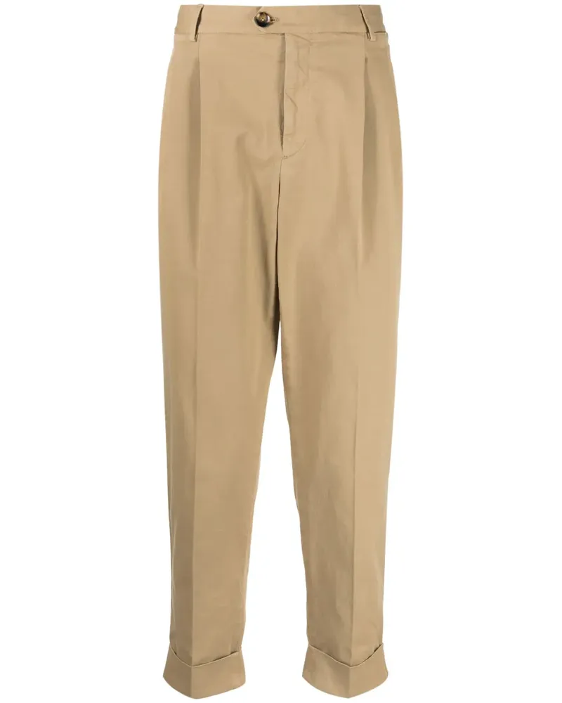 PT TORINO Tapered-Hose mit Bundfalten - Braun Braun