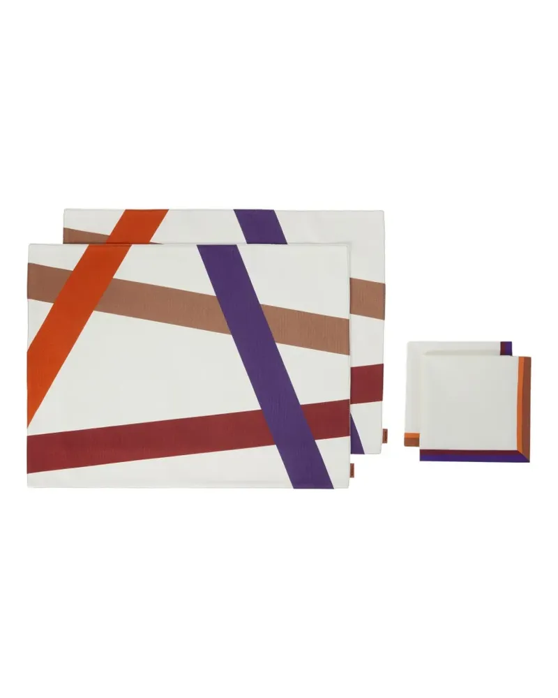 Missoni Home Nastri Tischdecken-Set mit diagonalen Streifen - Weiß Weiß
