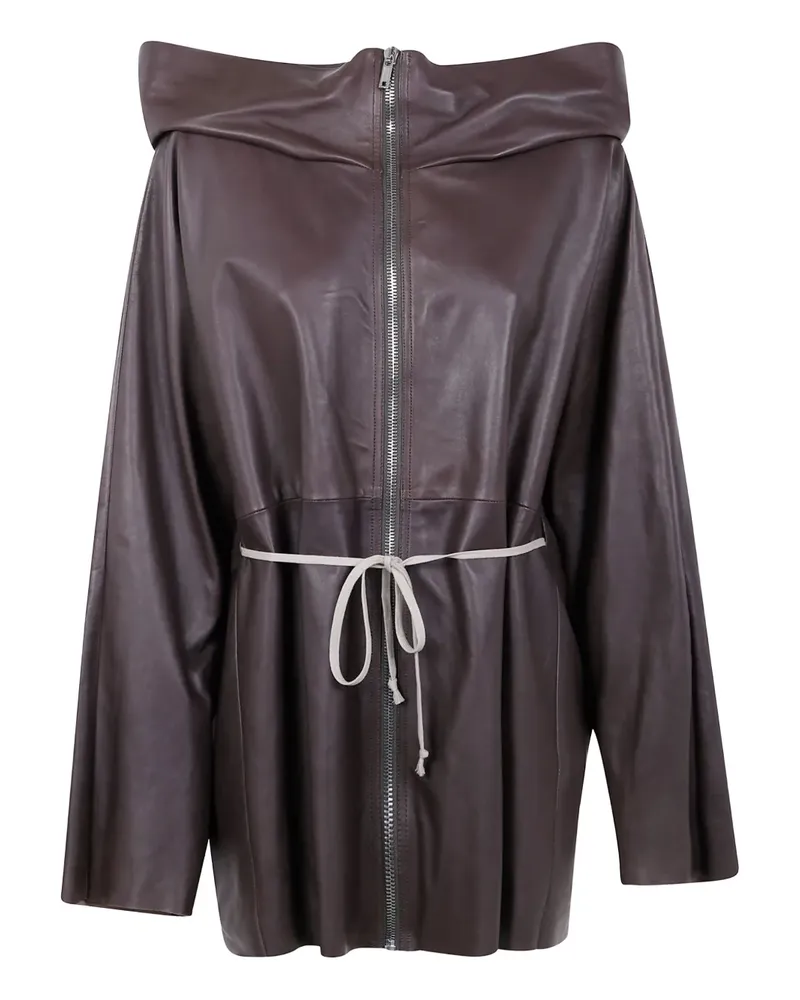 Rick Owens Lederjacke mit Kapuze - Braun Braun
