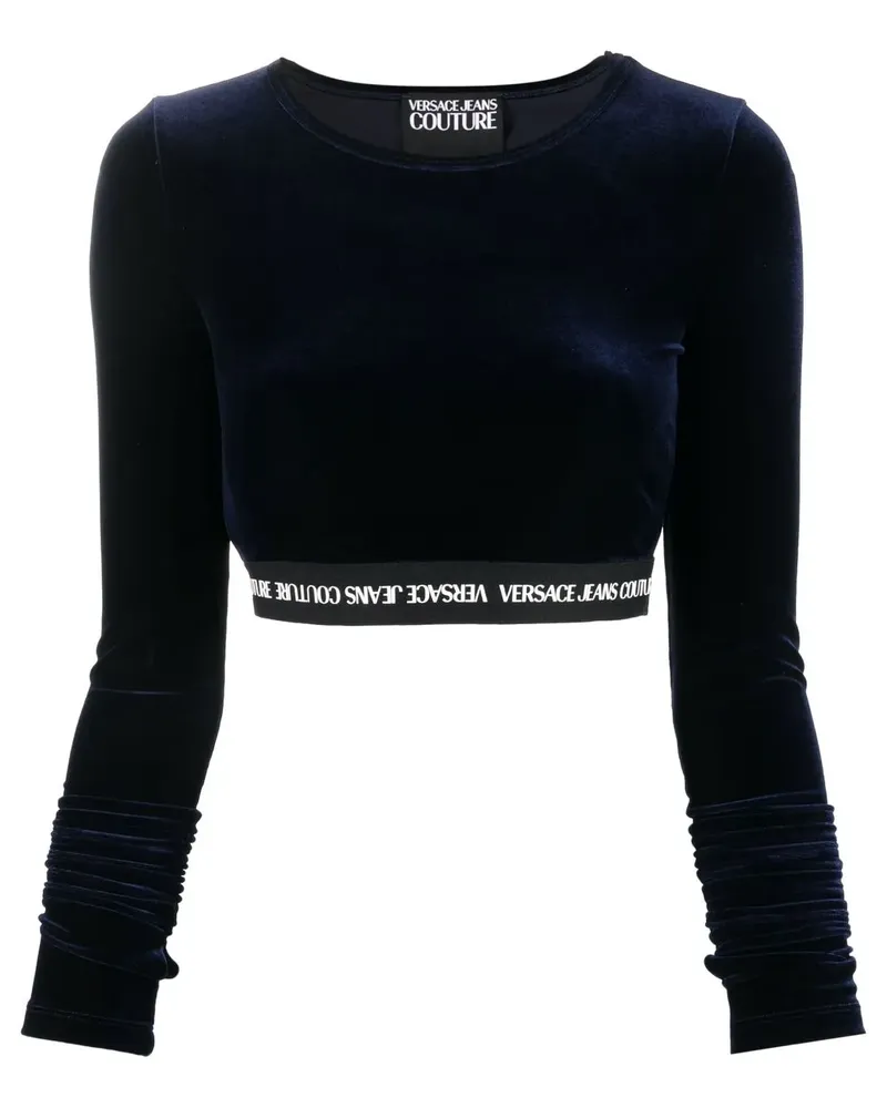 Versace Jeans Langärmeliges Cropped-Oberteil mit Logo - Blau Blau