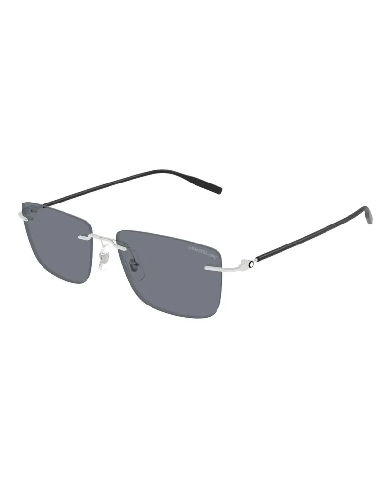 Montblanc Rahmenlose Sonnenbrille mit eckigen Gläsern - Silber Silber