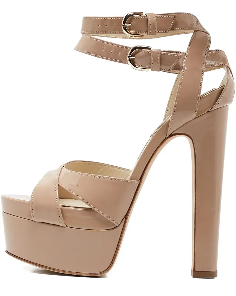 Brian Atwood Plateau-Sandalen aus Lackleder 145mm - Nude Nude