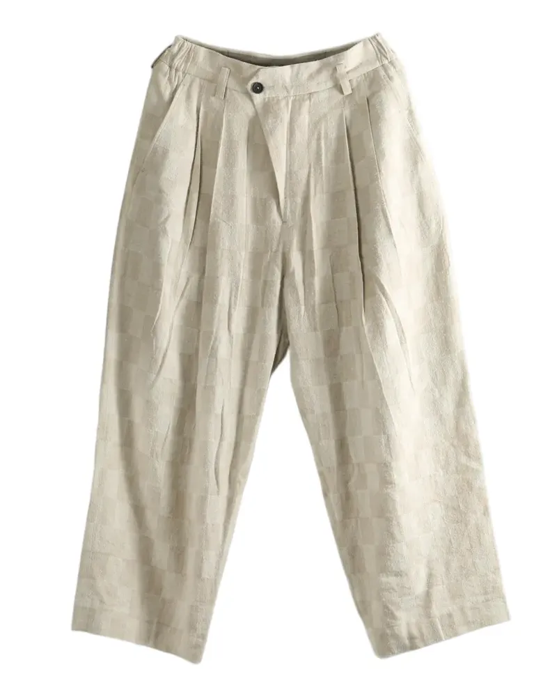 Ziggy Chen check-pattern pleated trousers - Nude Nude