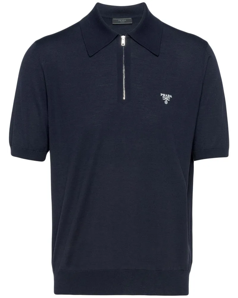 Prada Poloshirt mit Reißverschluss - Blau Blau