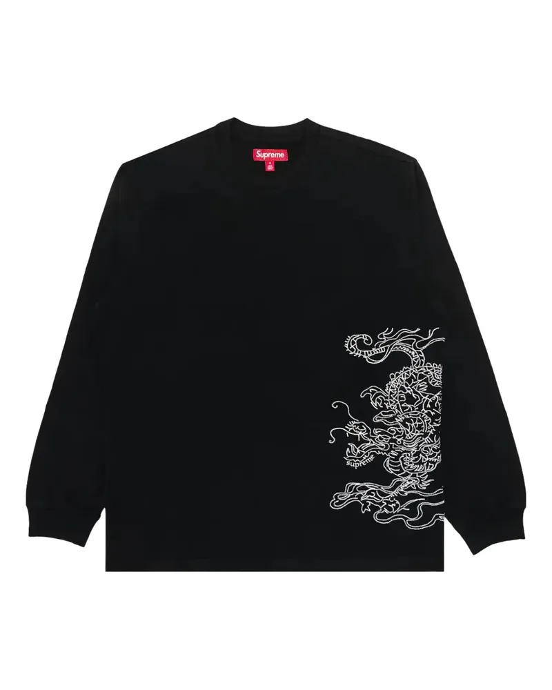 Supreme Being dragon-embroidered long-sleeve T-shirt - Schwarz Schwarz