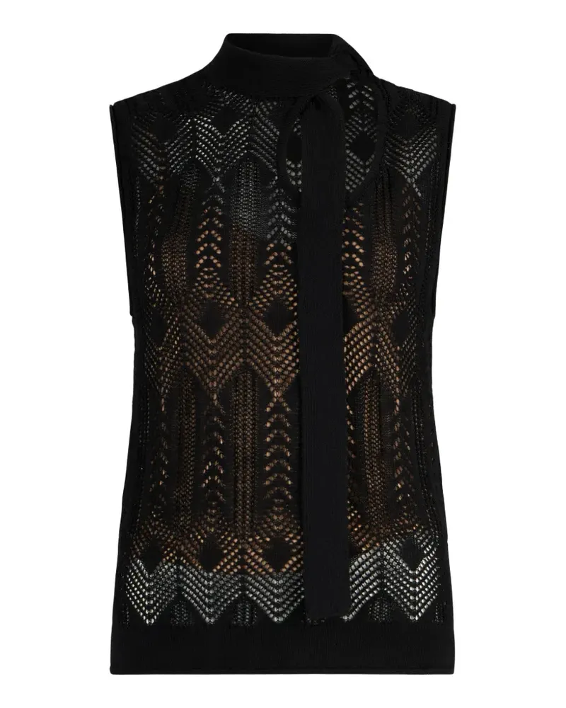 Liu Jo Gestricktes Oberteil mit Schleifenkragen - Schwarz Schwarz