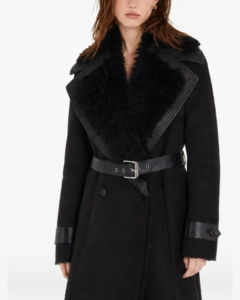 Patrizia Pepe belted faux-shearling coat - Schwarz Schwarz
