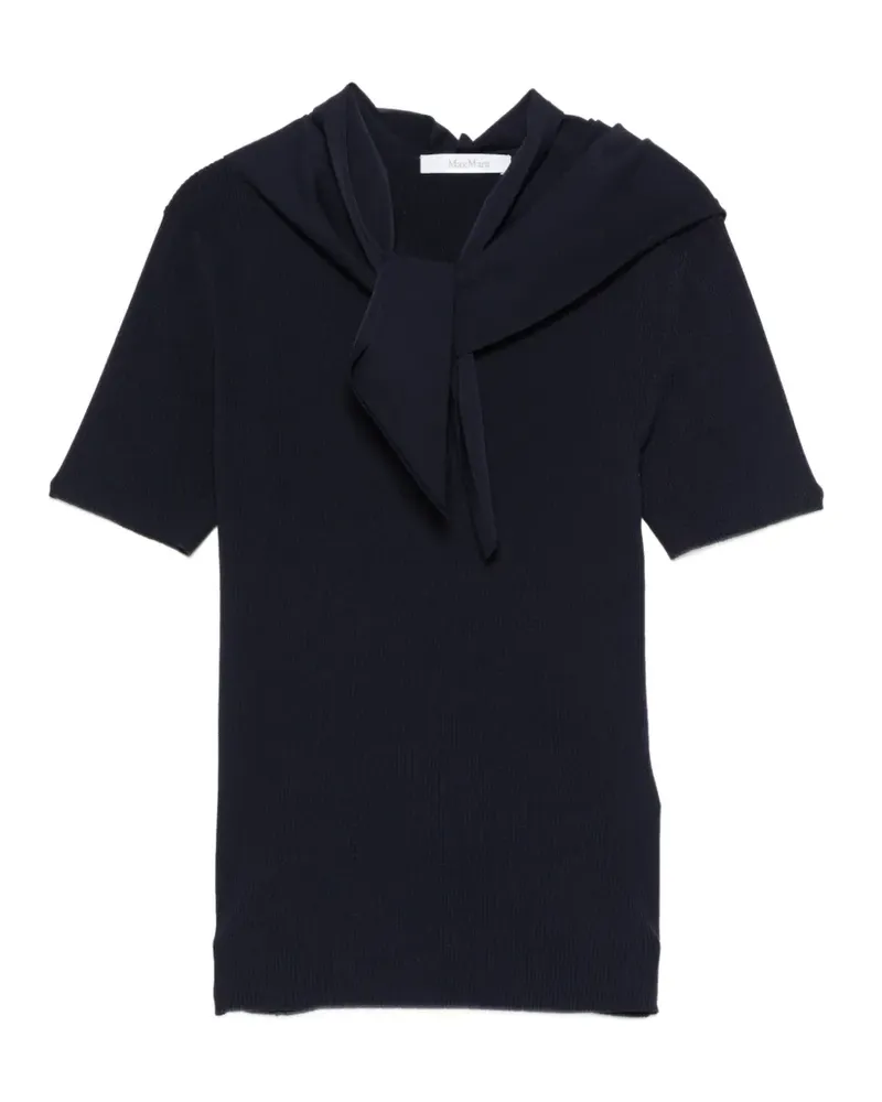 Max Mara Pullover aus Viskose-Krepp mit Schaldetail in Ultramarin - Nude Nude