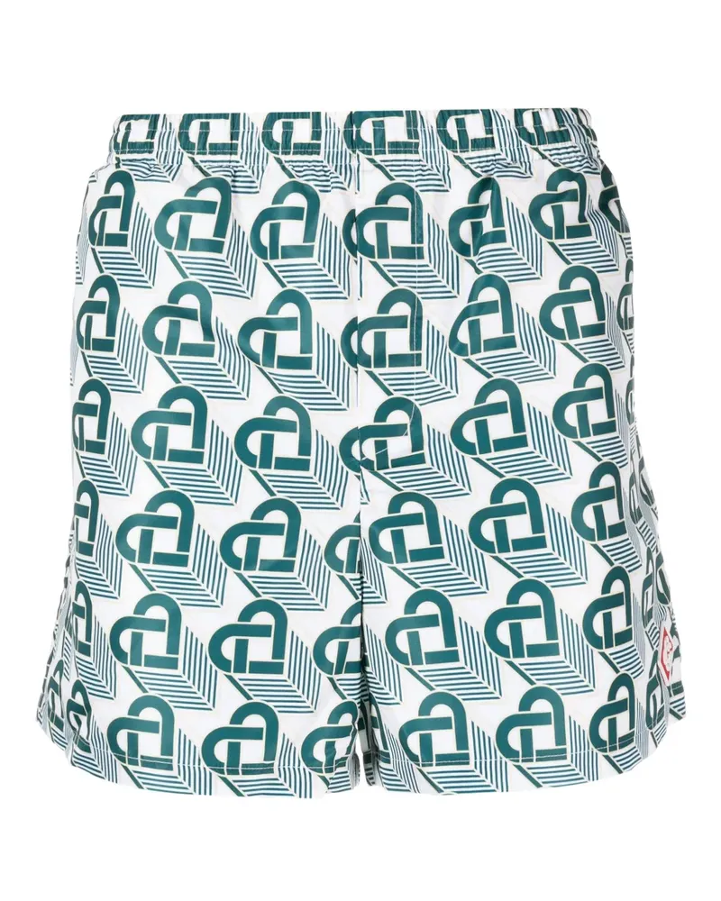 Casablanca Paris Badeshorts mit Heart Monogram-Print - Weiß Weiß