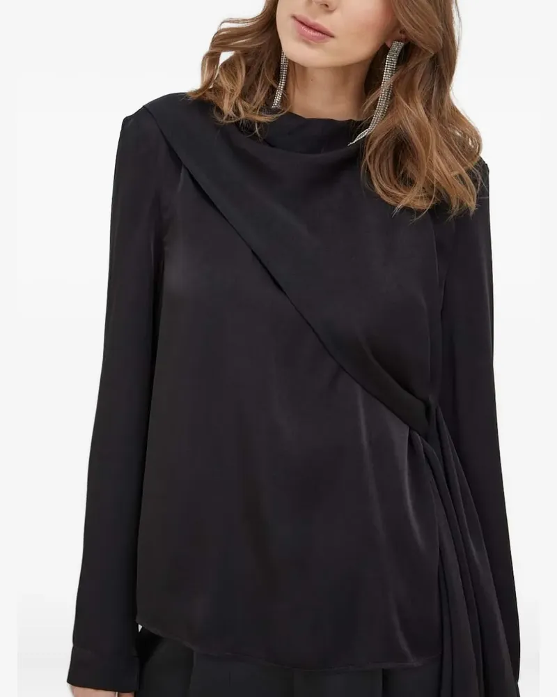 Bardot Drapierte Bluse mit Schnürung - Schwarz Schwarz