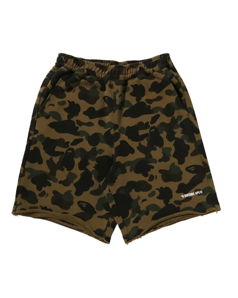 BAPE 1st Camo Heavy Washed relaxed-fit raw-edge cotton shorts - Grün Grün