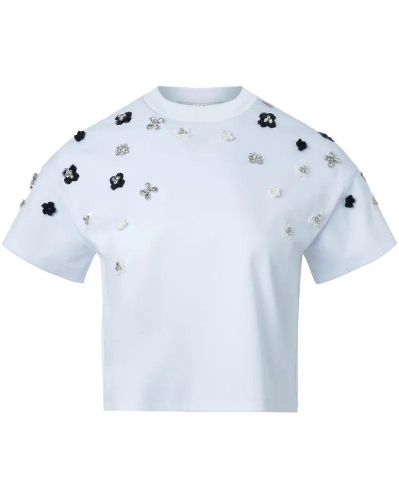 Ports 1961 Crystal Flower T-Shirt mit Swarovski-Kristallen - Weiß Weiß