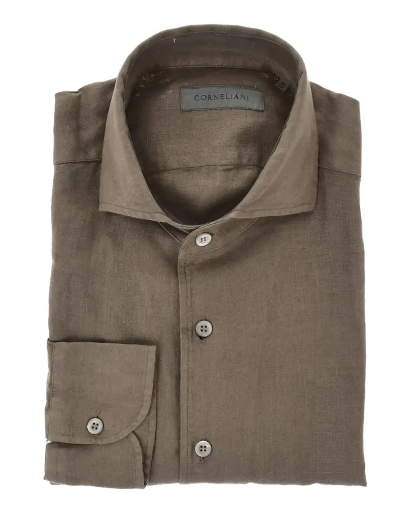 Corneliani Leinenhemd mit französischem Kragen - Braun Braun