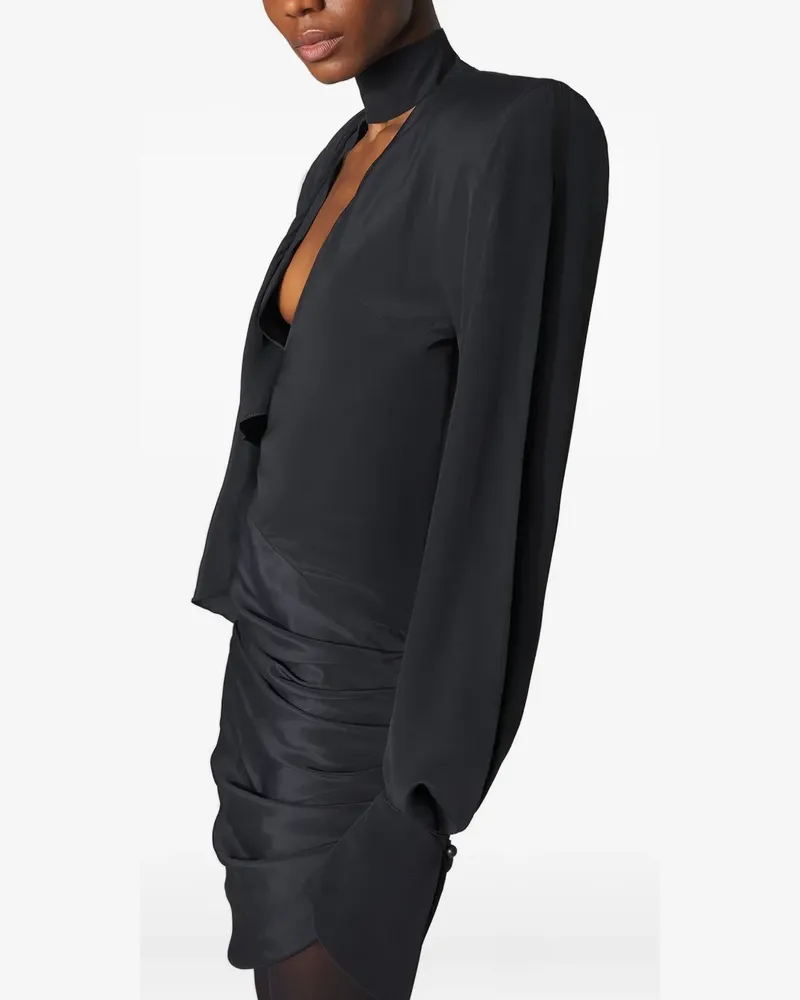 Thierry Mugler Stehkragen-Minikleid mit Schulterpolstern - Schwarz Schwarz