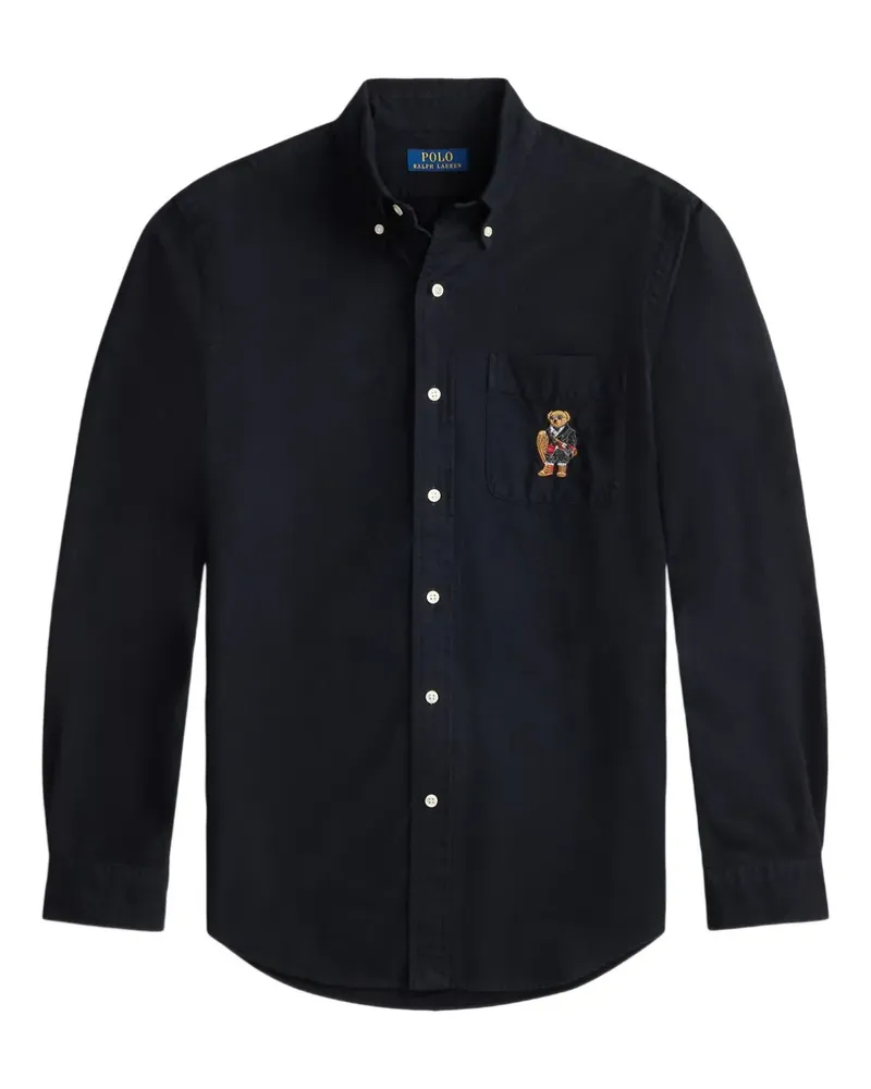Ralph Lauren Custom Fit Polo Bear brushedOoxford pocket shirt - Schwarz Schwarz