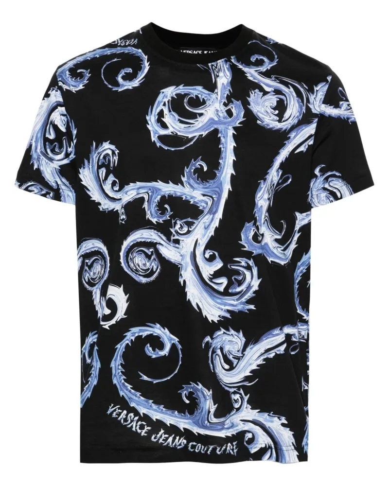 Versace Jeans T-Shirt mit Barocco-Print - Schwarz Schwarz