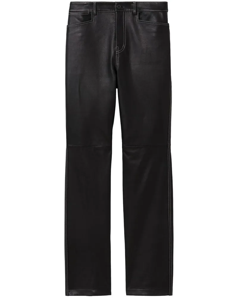 Proenza Schouler Lederhose mit geradem Bein Schwarz