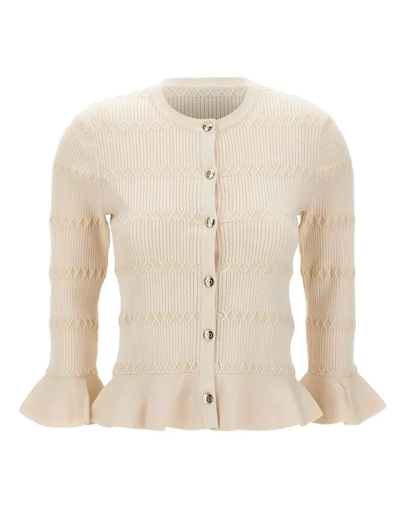 Liu Jo ruffled-cuff buttoned cardigan - Weiß Weiß