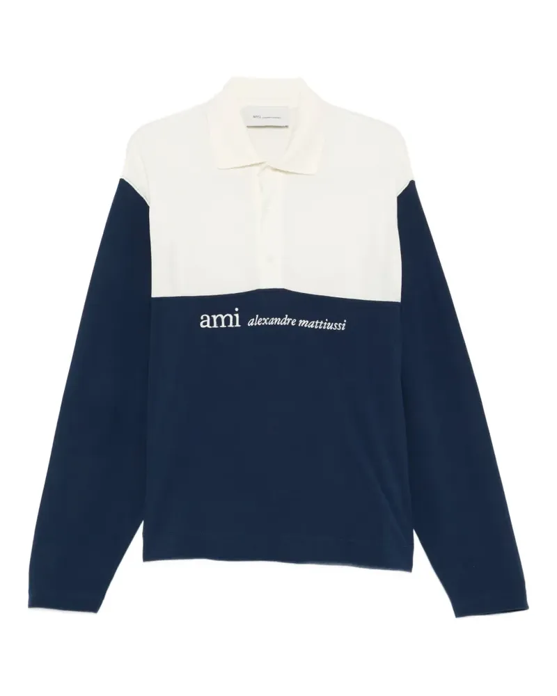 AMI Paris Poloshirt in Colour-Block-Optik - Blau Blau