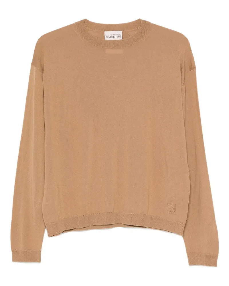 Semicouture embroidered-logo top - Nude Nude