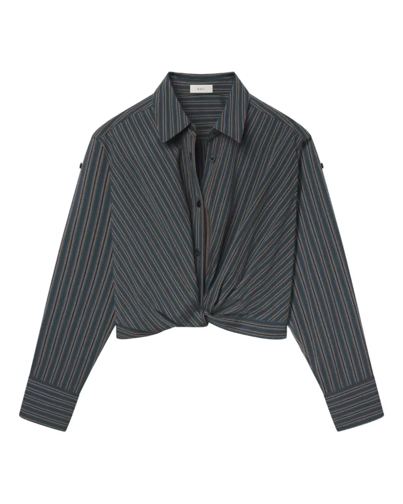 A.L.C. A C. Leo striped twist-front shirt - Blau Blau