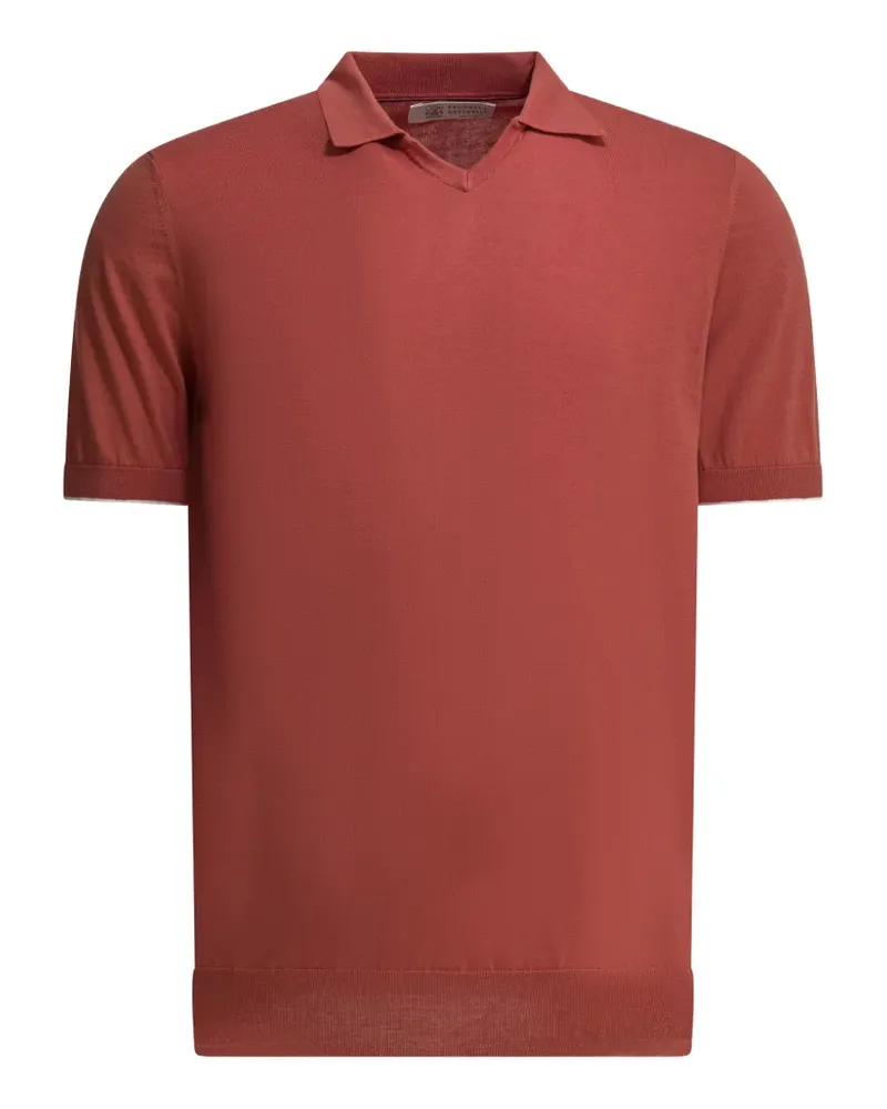 Brunello Cucinelli V-neck cotton polo shirt - Rot Rot