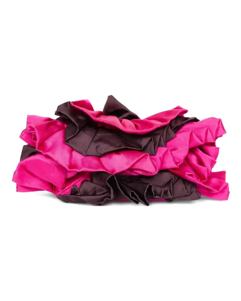 Dries van Noten Kleine Satin-Clutch mit Rüschen - Rosa Rosa