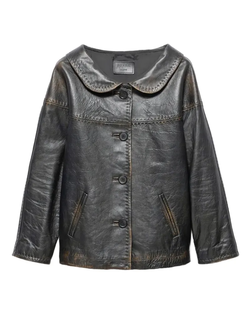 Prada Jacke aus antikem Nappaleder - Schwarz Schwarz