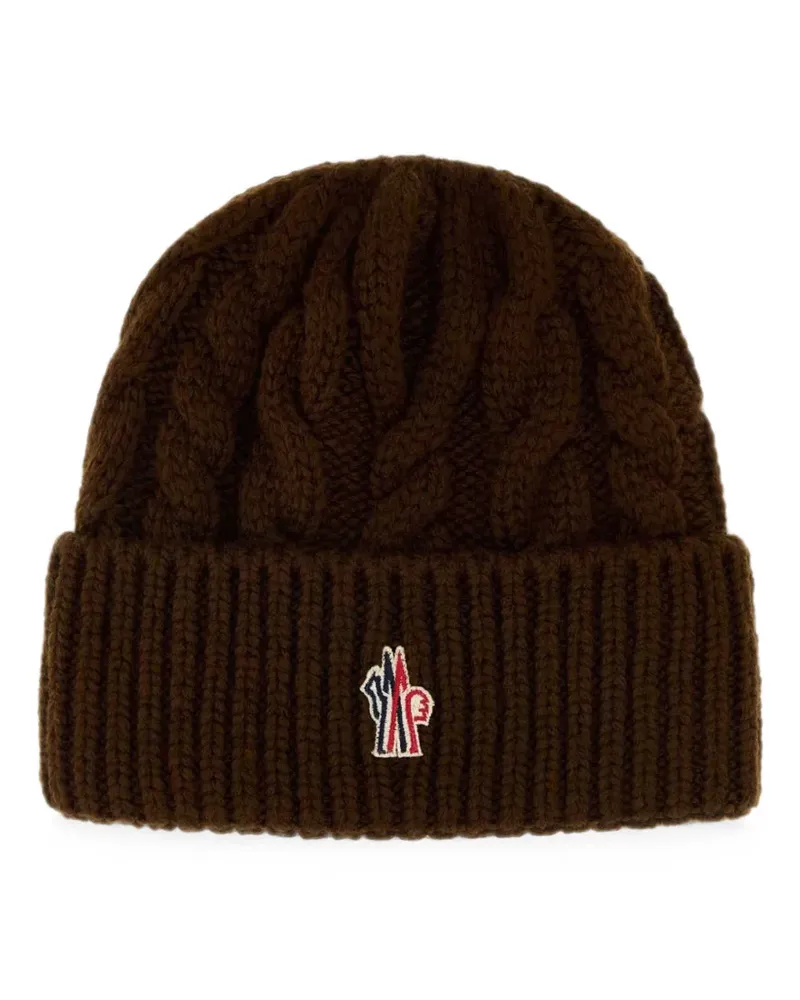 Moncler cable-knit beanie hat - Braun Braun