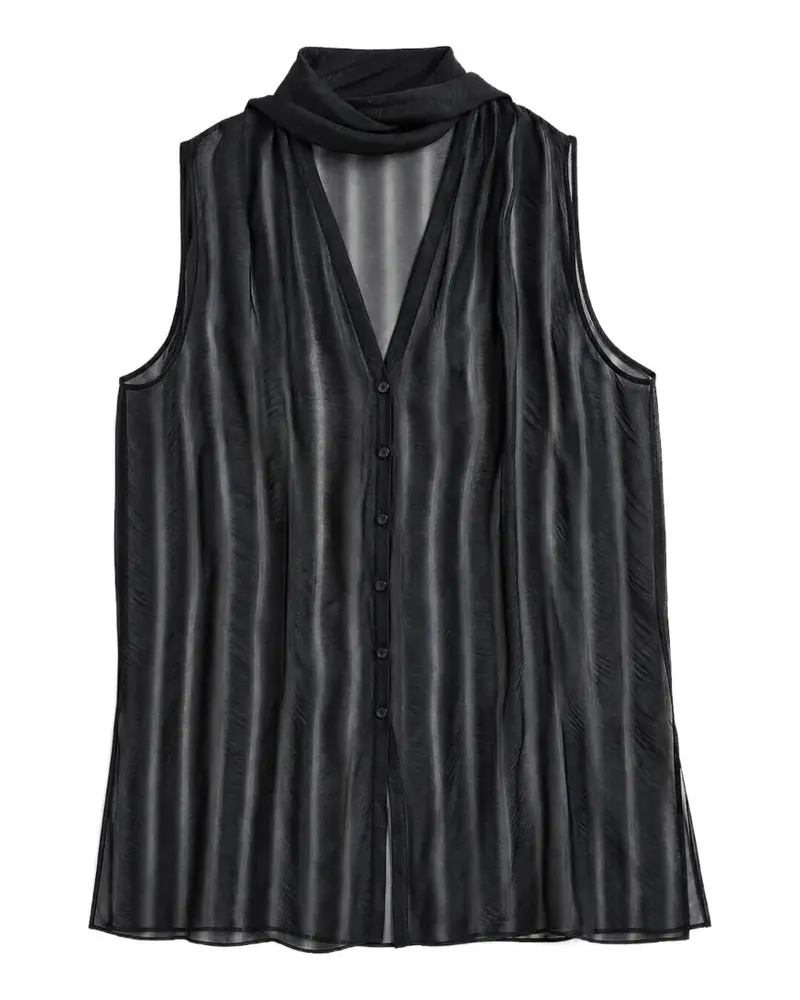 Cortana striped scarf-detail top - Schwarz Schwarz