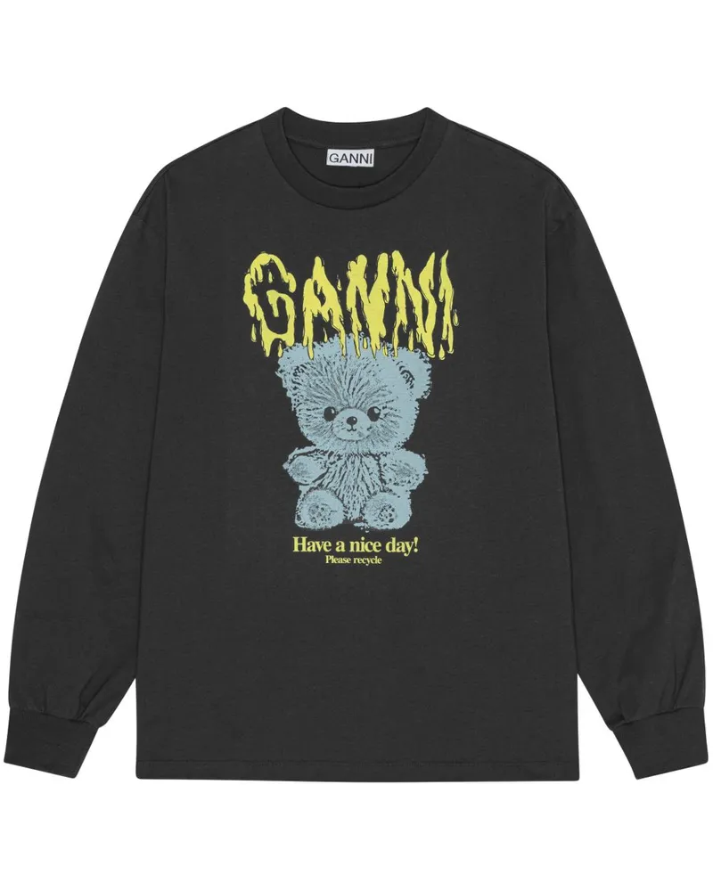 Ganni Sweatshirt mit Print - Schwarz Schwarz