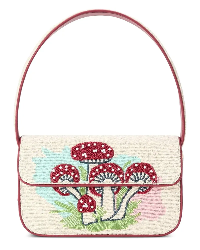 STAUD Tommy beaded mushroom tote bag - Nude Nude