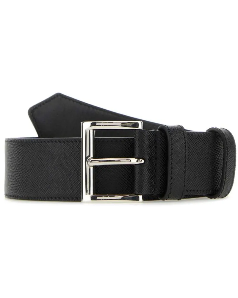 Prada Gürtel aus Saffiano-Leder mit Triangel-Logo - Schwarz Schwarz