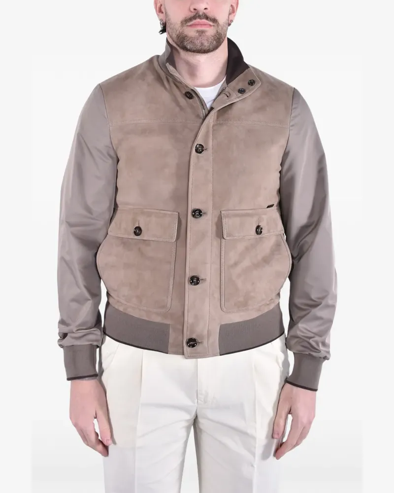 MOORER Kant-KMU suede bomber jacket - Grau Grau