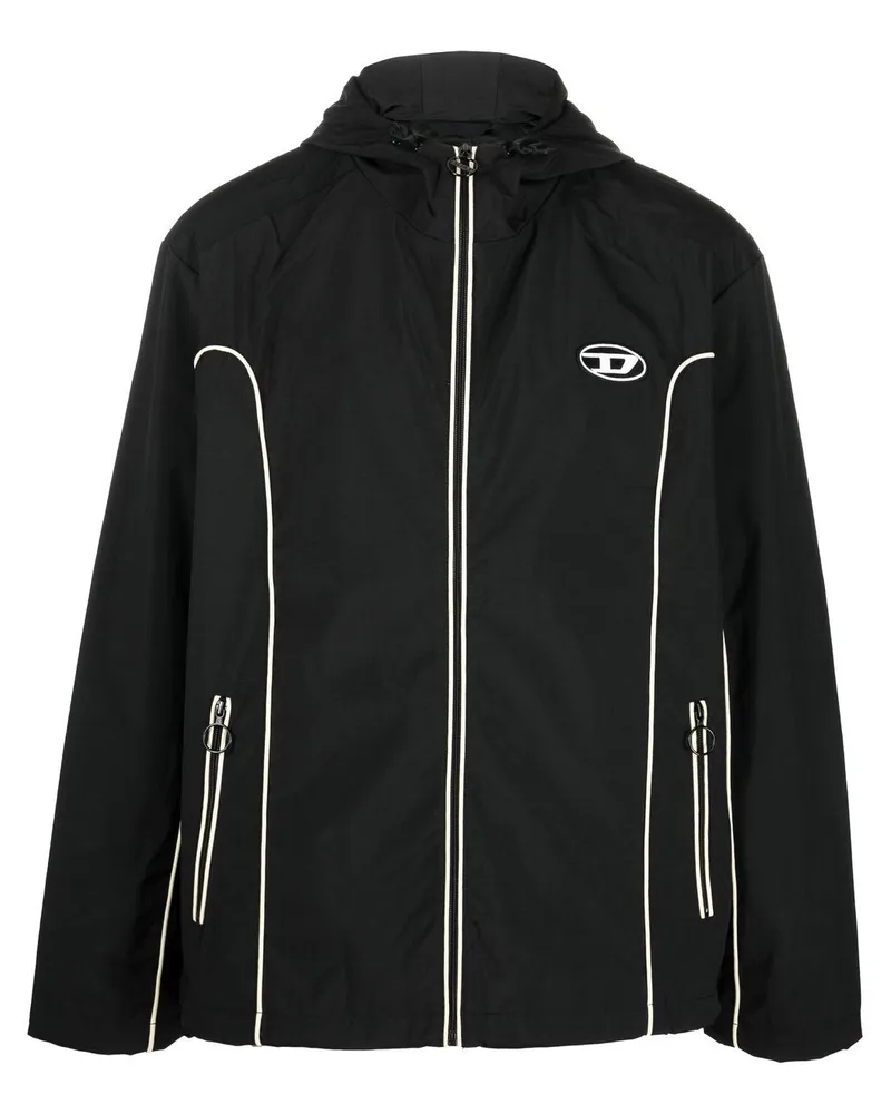 Diesel J-Hives Windbreaker mit Logo-Applikation - Schwarz Schwarz