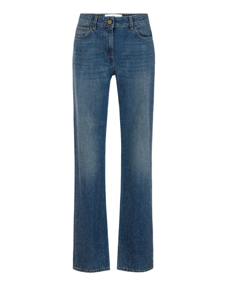 Elisabetta Franchi Palazzo Jeans mit Strass - Blau Blau