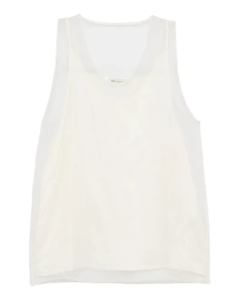 AMI Paris sheer-panel silk blouse - Nude Nude