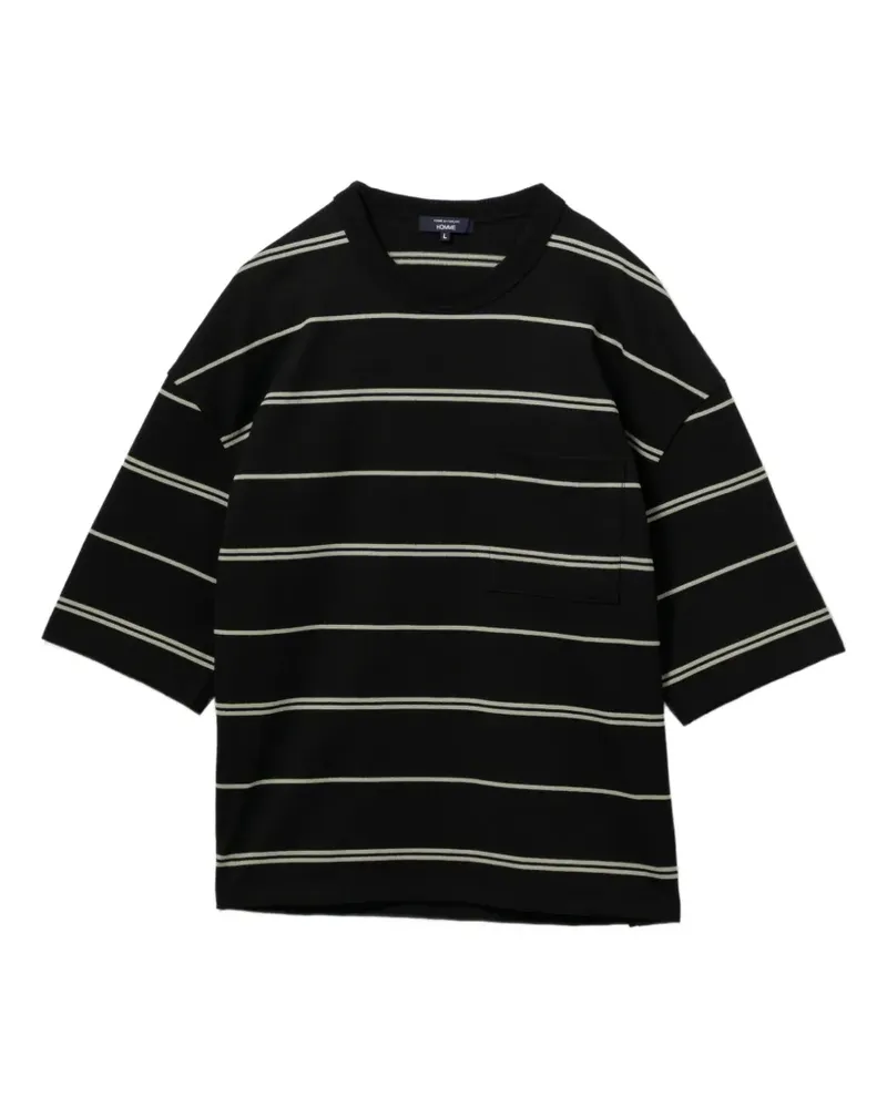 Comme des Garçons Gestreiftes T-Shirt mit Tasche - Schwarz Schwarz