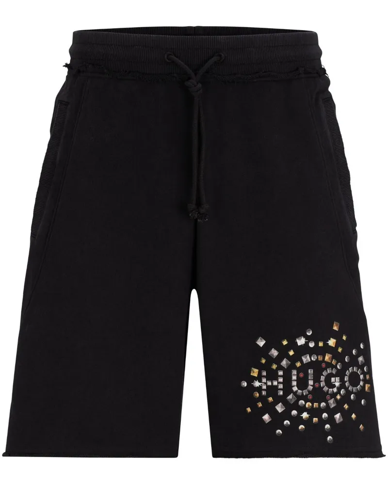 HUGO BOSS Joggingshorts mit Logo-Print Schwarz