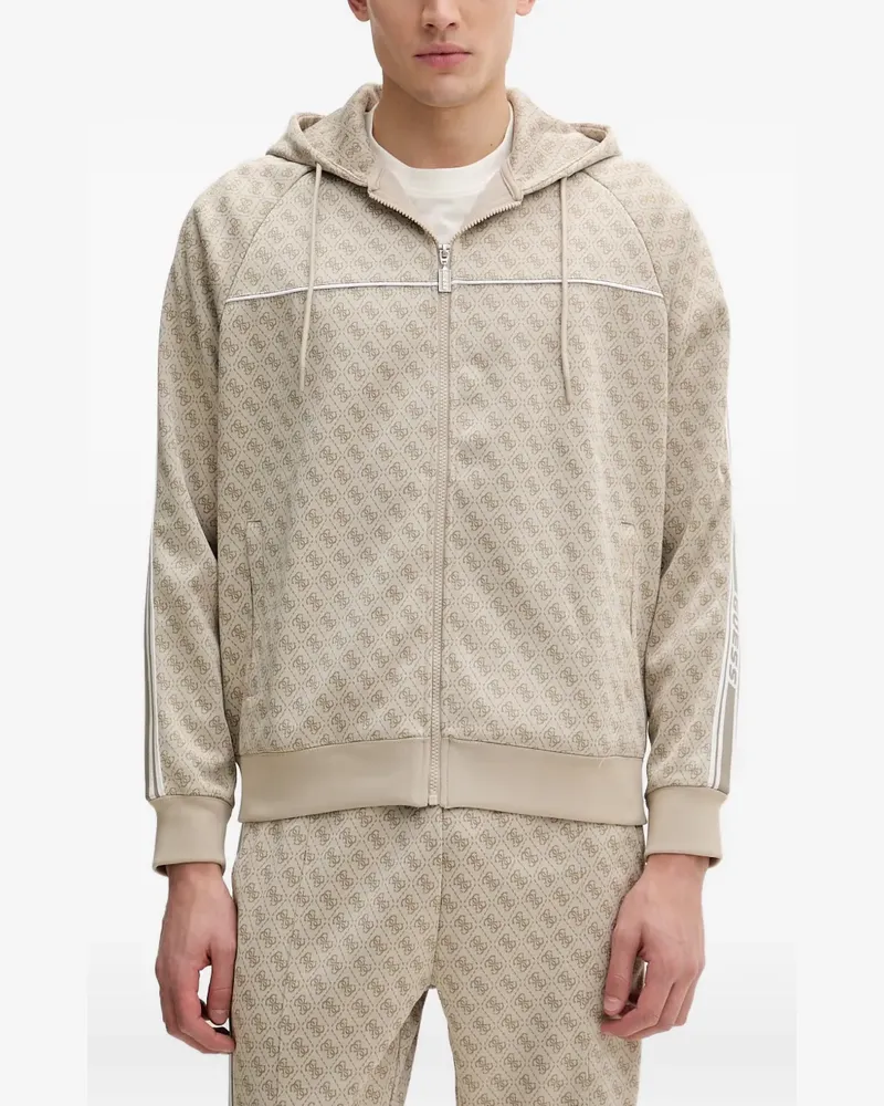 Guess 4G monogram-print zip-up hoodie - Nude Nude