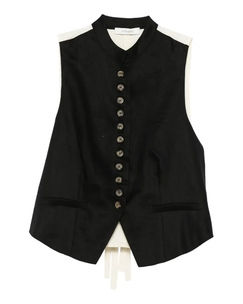 JcSophie Linnea button collarless top - Schwarz Schwarz