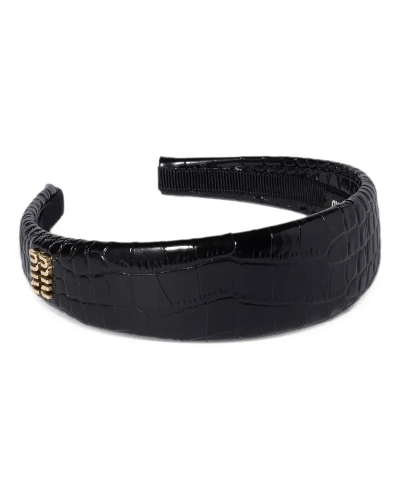 Miu Miu crocodile embossed calfskin headband - Schwarz Schwarz