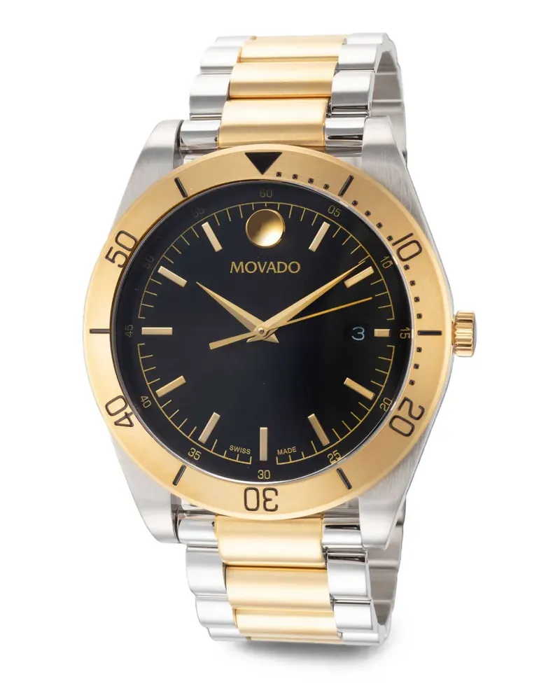 Movado logo-print 41mm watch - Schwarz Schwarz