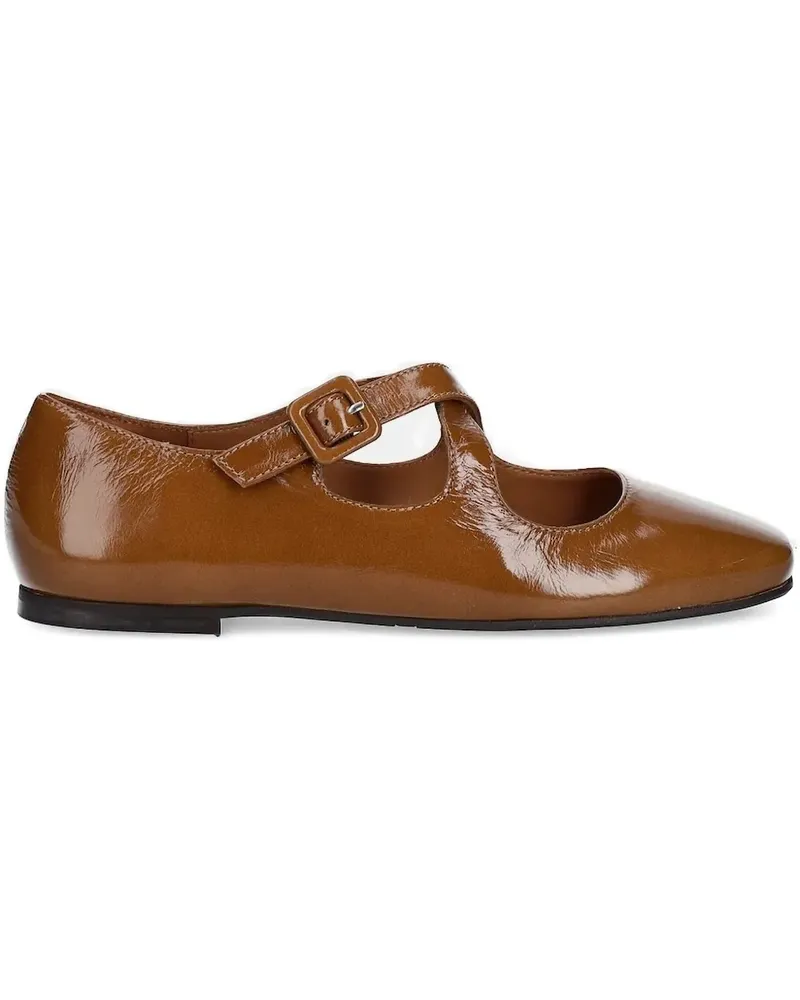 Billi Bi Flache Pumps aus Lackleder mit Schnallenverschluss - Braun Braun