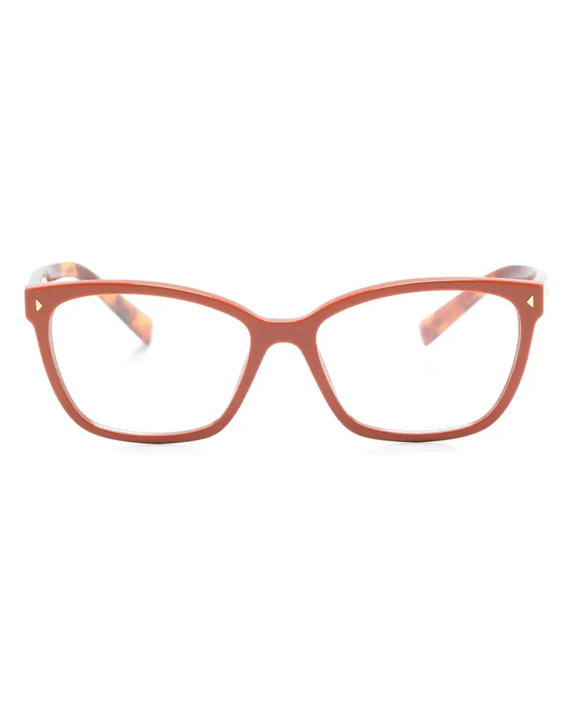 Prada Eckige Brille mit Logo-Print - Orange Orange