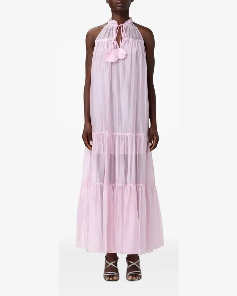 Hanita Maxikleid mit Rüschenkragen - Rosa Rosa