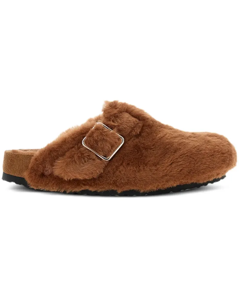 Birkenstock Mules mit Shearling-Riemen - Braun Braun